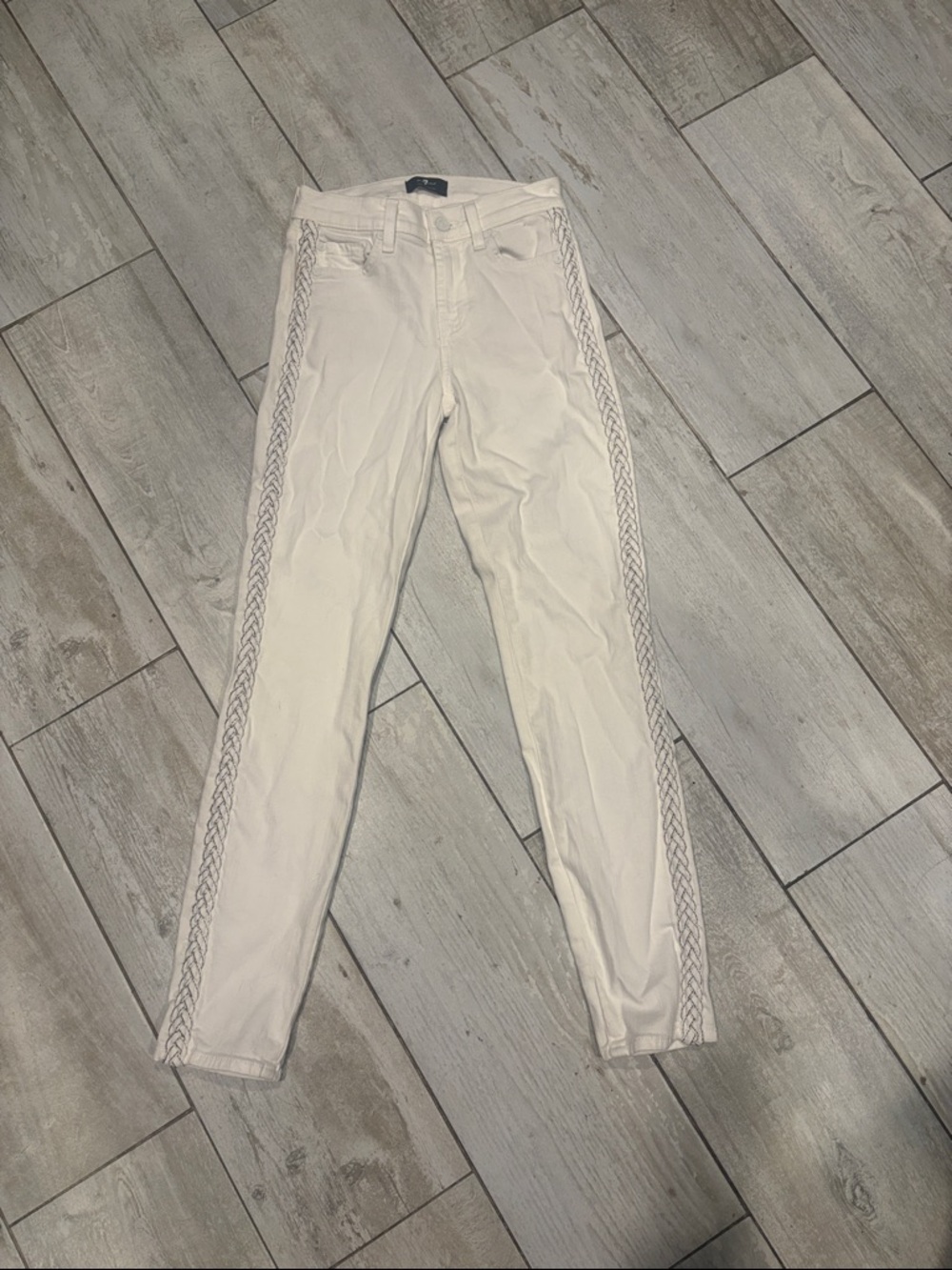 [7FAMK]  White Skinny Ankle Jeans  - Size 24 - Picture 8 of 8